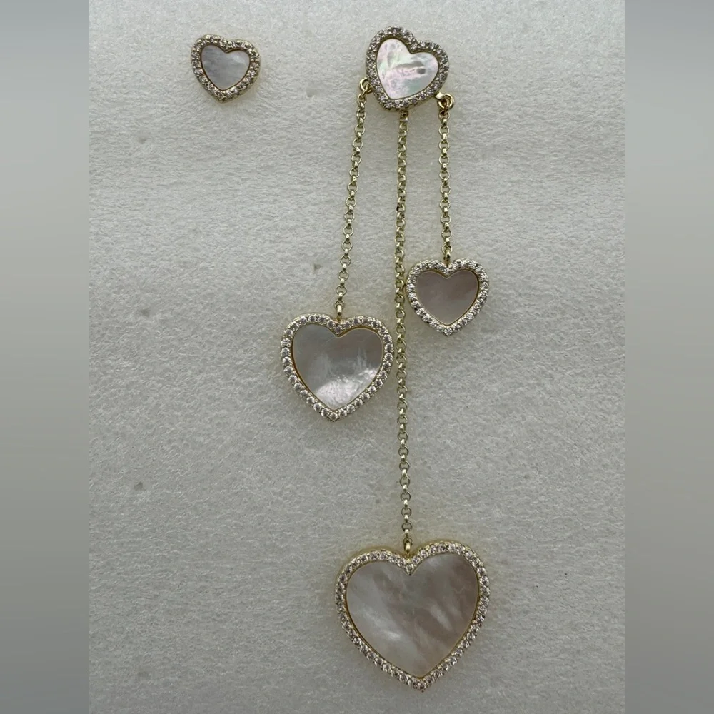Mother of pearl Heart post earrings A/B style